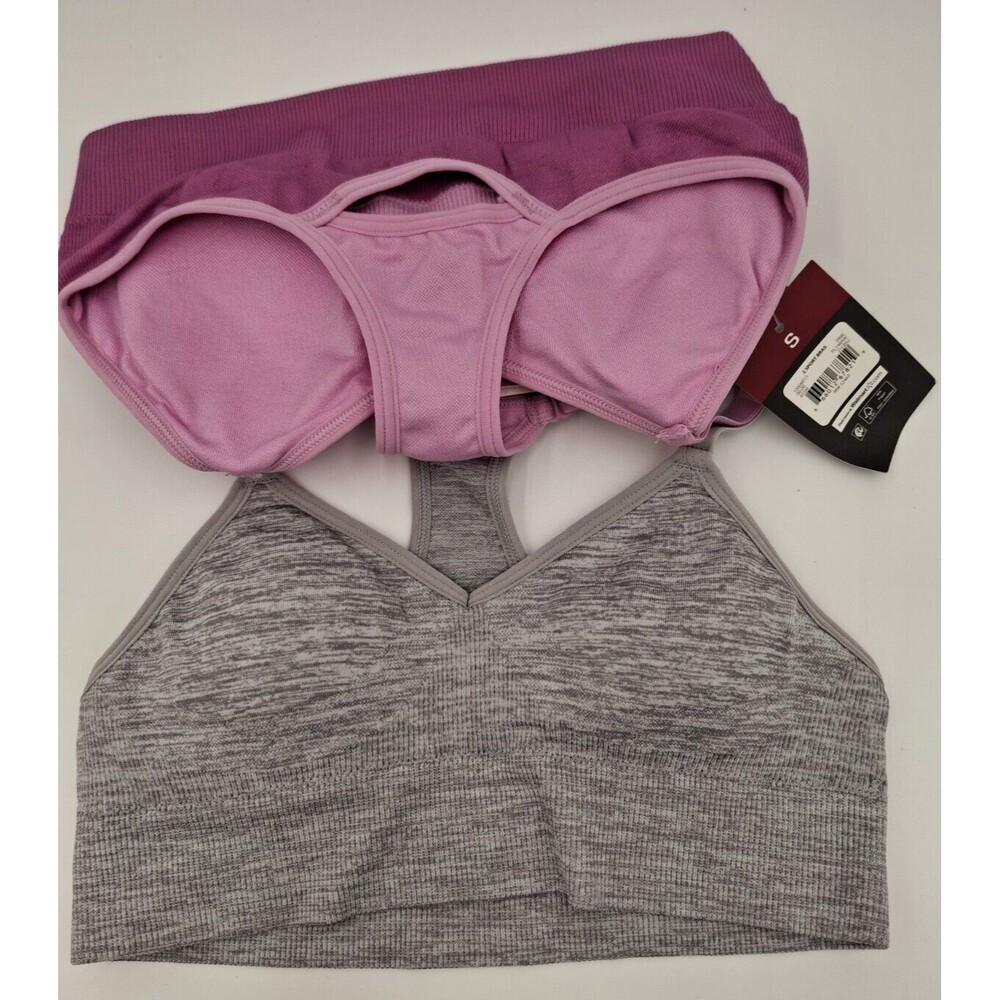 2 Pk Athletic Works Ombrea Pink/Grey Girls Sports Bras Size 30 Keyhole Back